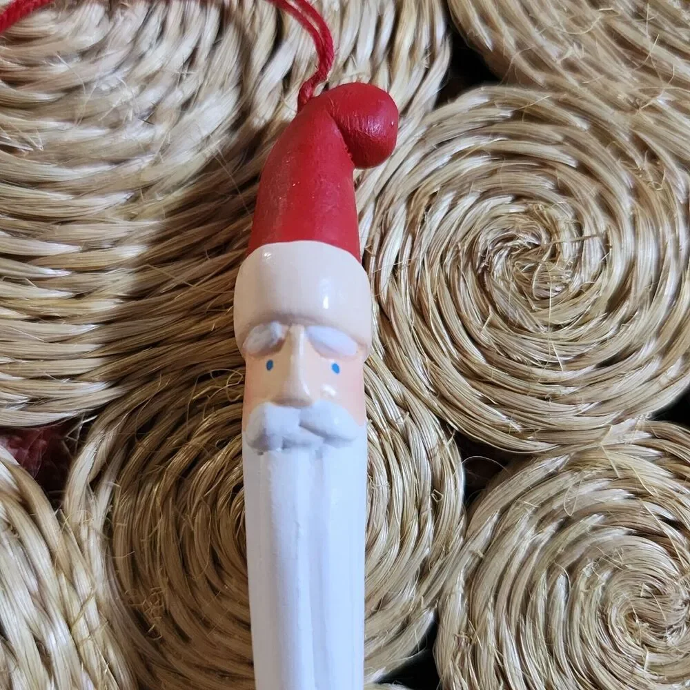 Vtg. Department 56 Carved Santa Ornament Icicle Head Beard 7 1/2” Christmas